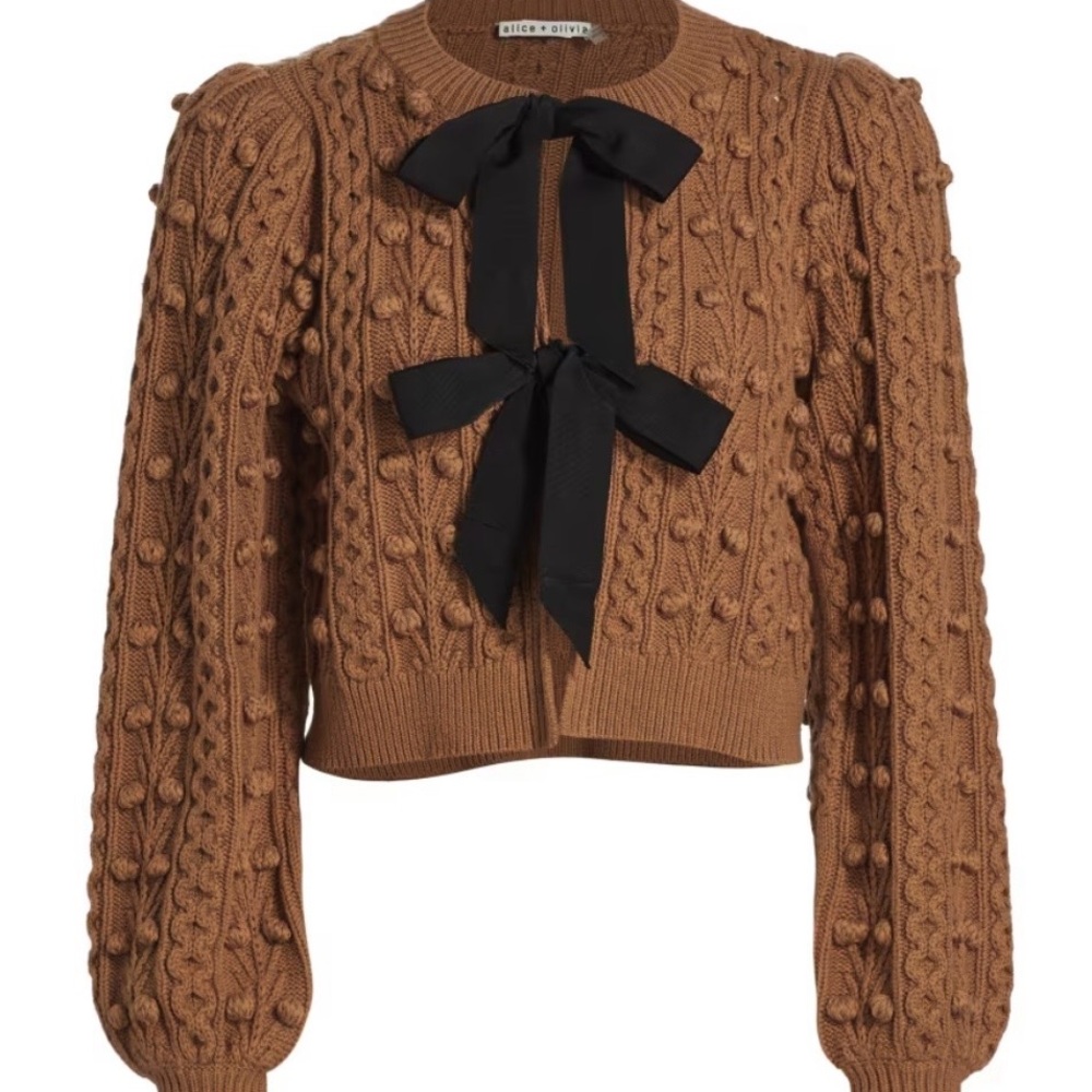 Alice + Olivia Kitty Puff Sleeve Cardigan